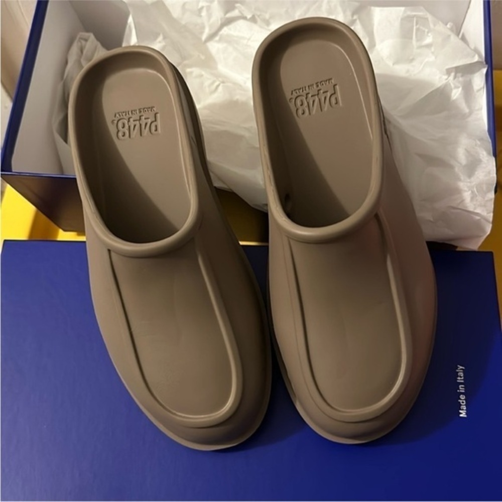 P448 Taupe Mules & Clogs